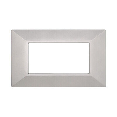 ETTROIT Placca Piramide Serie Moon 4P Colore Silver Compatibile Con Bticino
