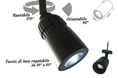 Faro Lampada Led Da Soffitto Parete Muro 10W Bianco Neutro Corpo Nero Angolo Lu