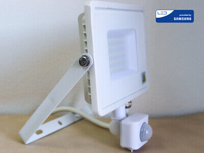 Faro Led Flood Light Slim 20W IP65 Neutro 4000K Carcassa Bianca con Sensore