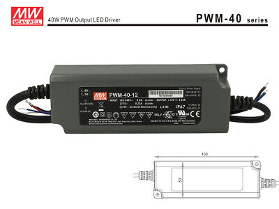 Alimentatore Led Meanwell PWM-40-12 Dimmerabile 40W 12V IP67 Dimming 3 in 1