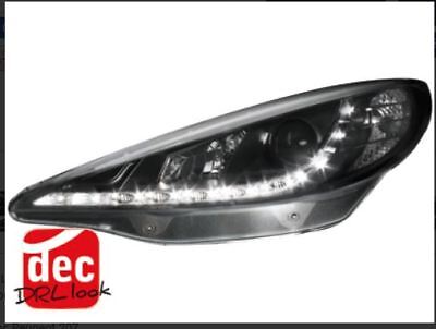 Coppia fari fanali anteriori TUNING 207 06-12 neri H1+H1 DRL LUCE DIURNA