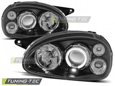 Coppia set Fari Fanali Anteriori Tuning CORSA B 02.93-10.00 ANGEL EYES Nero