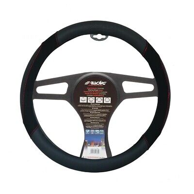 Coprivolante Shammy black Eco pelle nera scamosciata e forata cuciture rosse