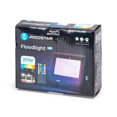 Faro Led RGB Floodlight 20W Con Telecomando IP65 Slim Carcassa Nera <ul>