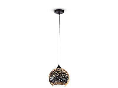 Lampadario Led a Sospensione Campana in Vetro Colore Cromo Specchio con Effetto