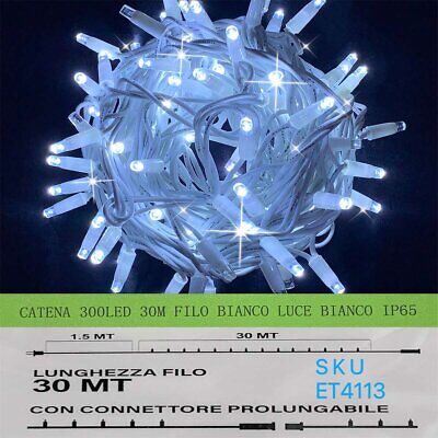 Catena Luminosa di Luci Led IP65 30 Metri Con 300 Filo Bianco Luce Freddo