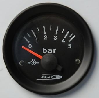 Manometro Strumento Road Italia VDO Style Pressione Olio 0-5 BAR 52mm Nero