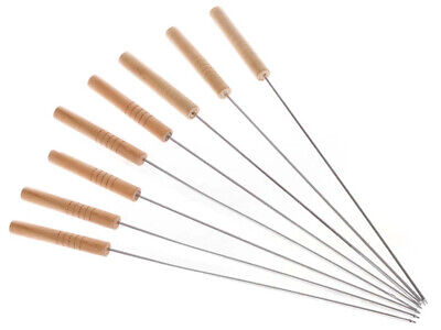 8 Spiedini Barbecue In Ferro Con Manico Legno Lunga 38cm Per Grigliate BBQ <ul>
