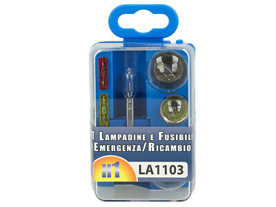 Kit Lampade Ricambio Emergenza Alogena Auto Bulbset H1 12V 3 Fusibile (8 pz) <p