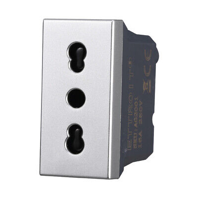 ETTROIT Presa Bipasso Bivalente 2P+T 10/16A Colore Grigio Compatibile Con