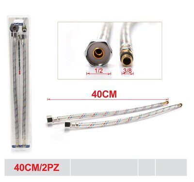 Coppia Tubi Flessibili Per Miscelatore Rubinetto Lungo 40cm Connettori F 1/2''