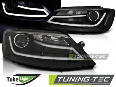 Coppia Fari Fanali Anteriori Tuning JETTA VI 1.11-18 TUBE LIGHT Nero Alogeni H1