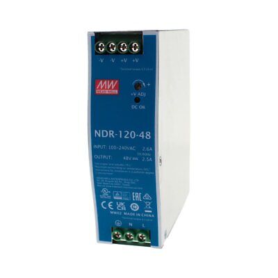 <p>MeanWell NDR-120-48 Trasformatore Rotaia Industriale 48V 120W 2,5A Barra