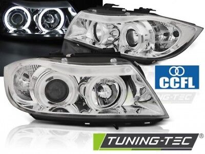 Coppia Fari fanali Tuning anteriori E90 91 2005 > 08.08 ANGEL EYES CCFL Alogeni