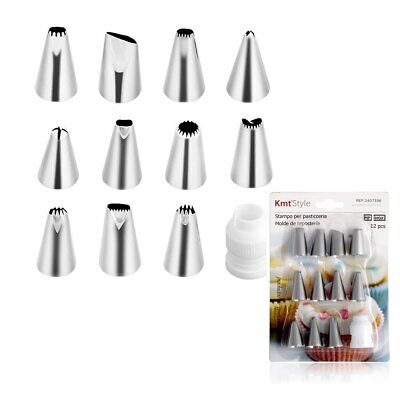 Kit di Ugelli per Glassa Torta 12 Punte Stampe Diverse in Silicone Bocchette