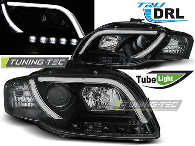 HEADLIGHTS TUBE LIGHT DRL BLACK fits A4 B7 11.04-03.08