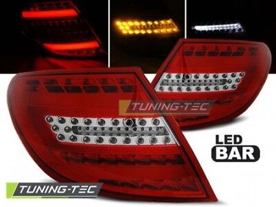 Coppia Fari Fanali Posteri Tuning Classe C W204 SEDAN 07-10 Rosso/Bianco LED BAR