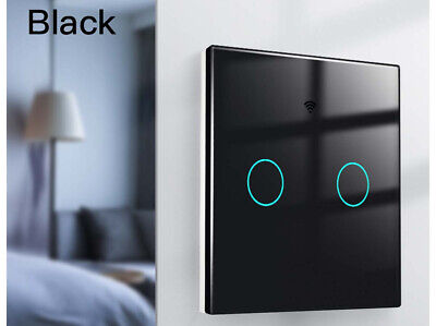 Interruttore Wifi Da Parete 86X86 Pannello Touch 2 Tasti Colore Nero + RF 433