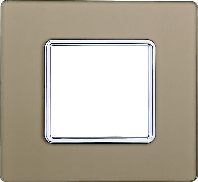 ETTROIT Placca In Vetro Serie Solar 2P Colore Oro Compatibile Con Bticino Matix