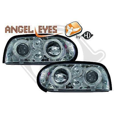 Coppia fari fanali anteriori TUNING GOLF III 91-97 cromati con anelli ANGEL