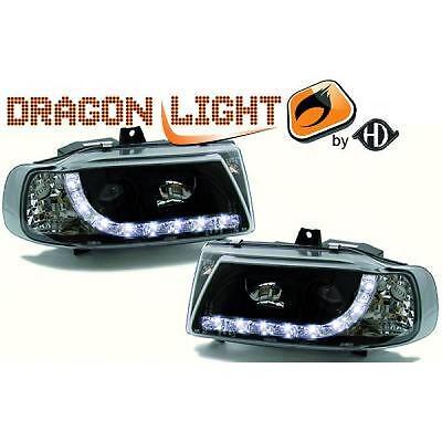 Coppia fari fanali anteriori TUNING IBIZA 95-99 neri con Dayline a LED