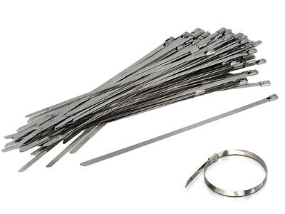 100 Fascette In Acciaio Inox 4.6X300mm Stringitubo Metalliche Inossidabile Per