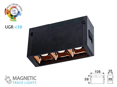 Faretto Led Spotlight 3X1W 24V Caldo 3000K CRI 90 UGR 19 Per Sistema Binario
