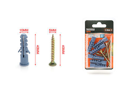 Kit 6 pcs Tasselli &Oslash;10x40mm Con Viti 5x40mm <ul><li>Kit Ø10x40mm