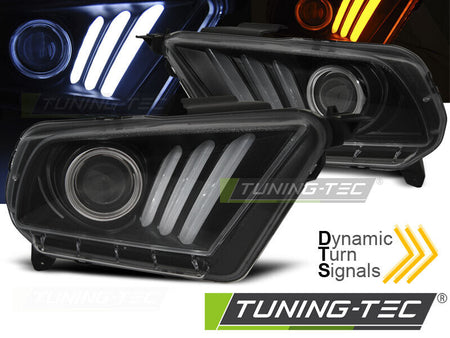 Coppia Fari Fanali Tuning MUSTANG V 10-13 TUBE LIGHT FRECCIA DINAMICA NERI