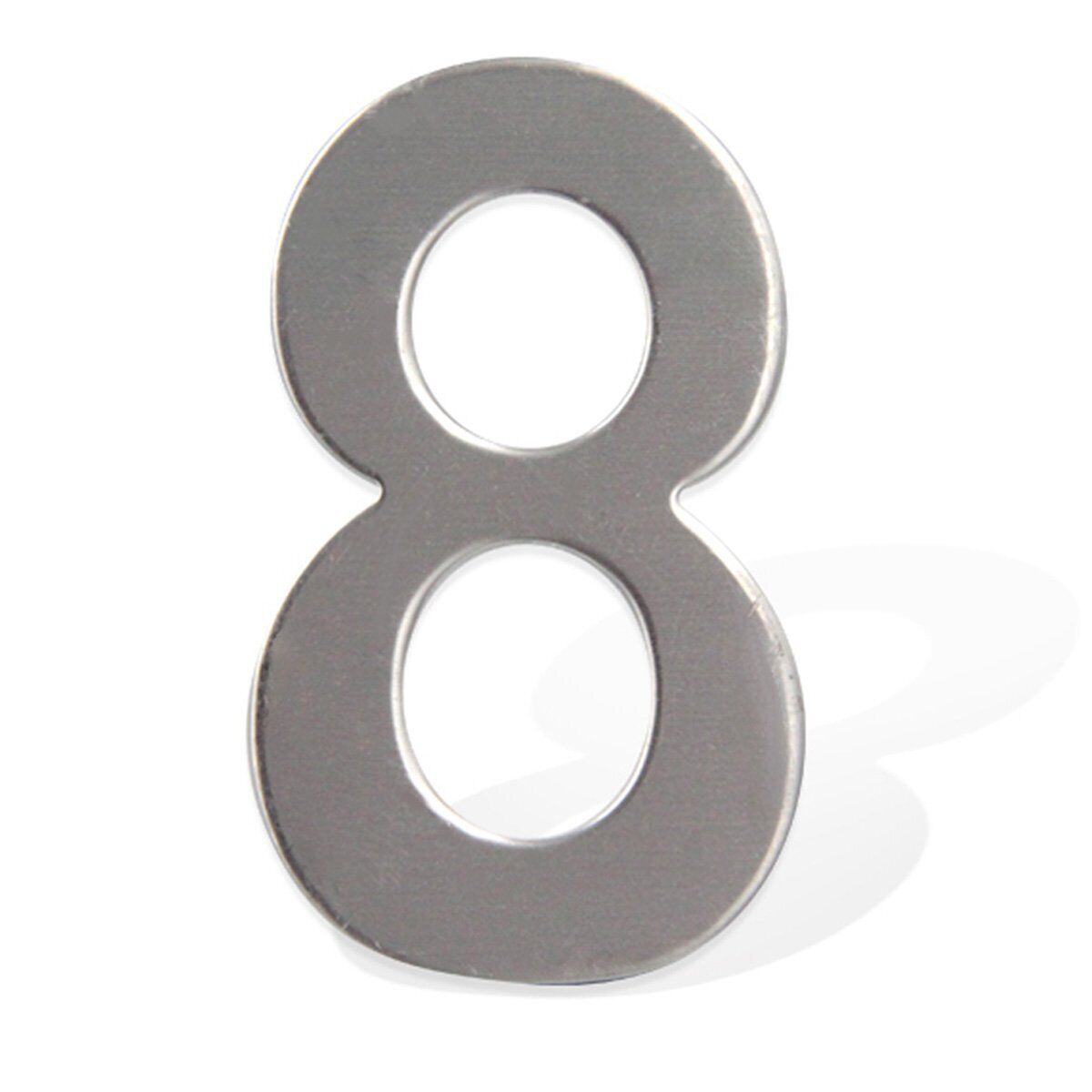 Numero Civico Adesivo 8 in Acciaio Inossidabile Colore Cromato 75mm <ul><li