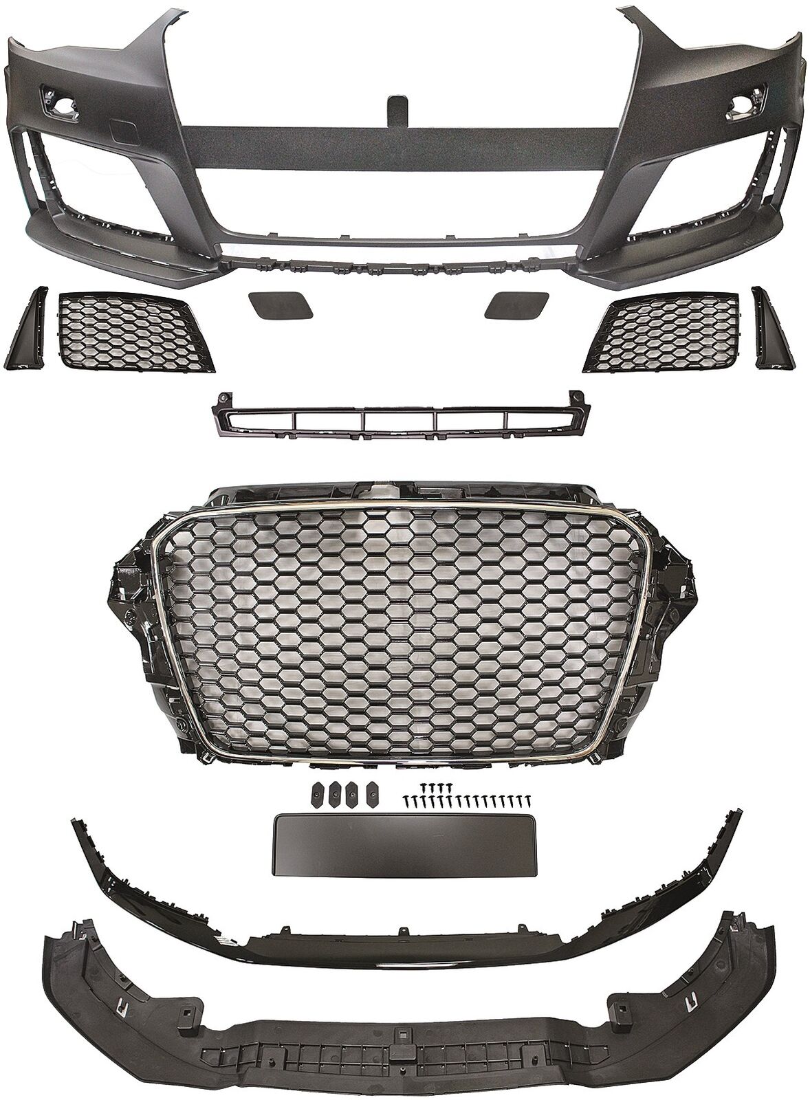 Paraurti anteriore TUNING stile RS3 per A3 8V 2012 > 2016 3 e 5pt NO BERLINA 4pt