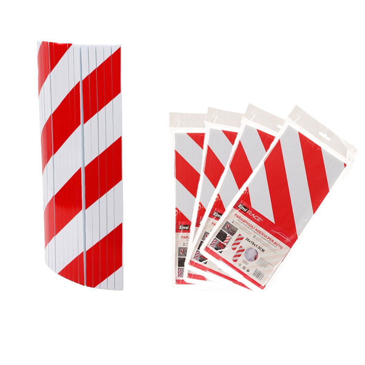 Pannelli Adesivi Antiurto Strisce Bianco e Rosso Paraurti Paracolpi Paraspigoli