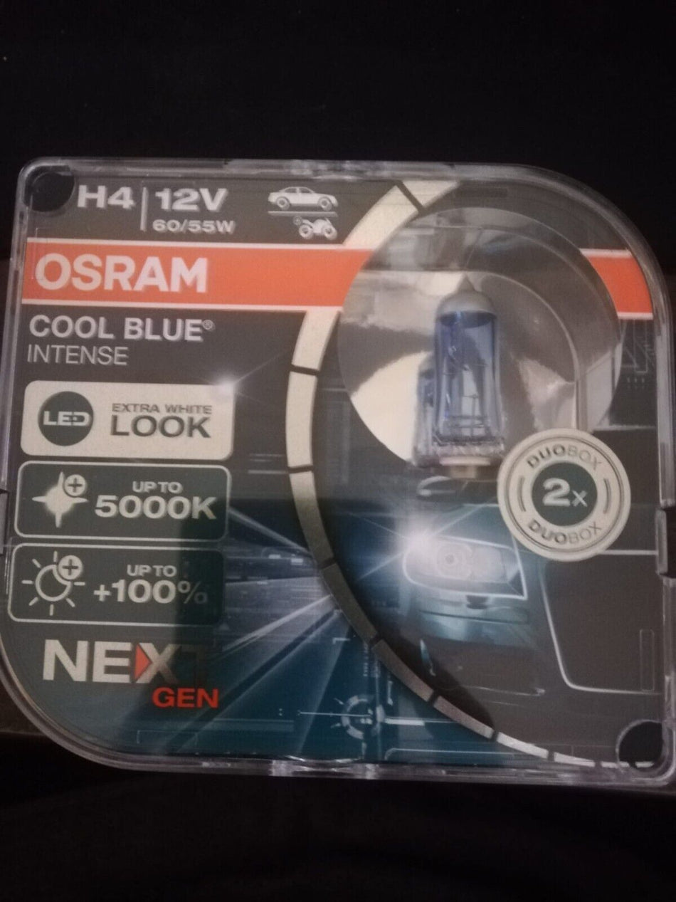 COPPIA Lampada Lampadina Luce OSRAM COOL BLUE INTENSE H4 (P43T) 12V 60/55W