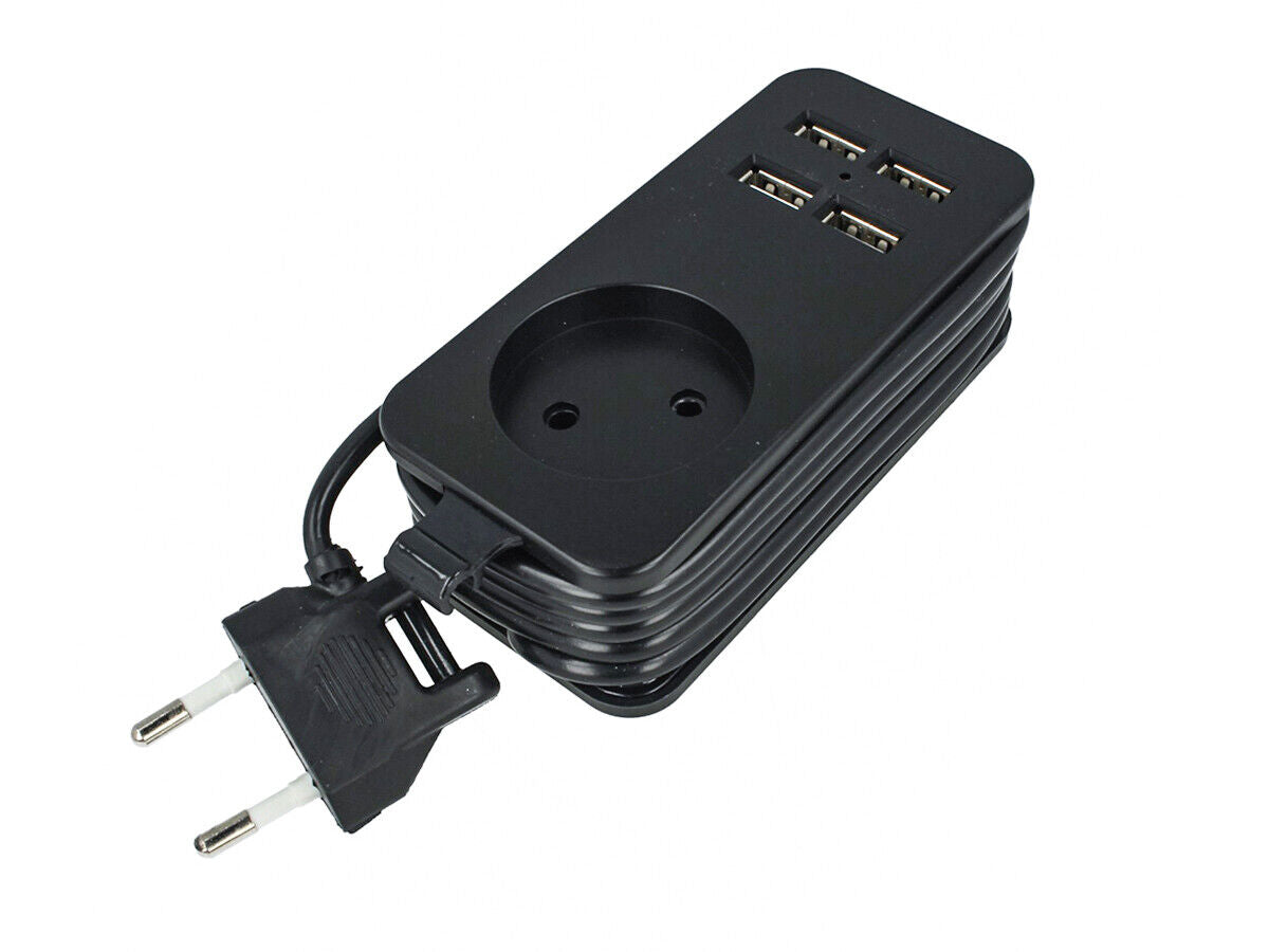 Multipresa Ciabatta Elettrica Caricabatterie 4 Porte USB 5V 2.4A Fast Charge 1