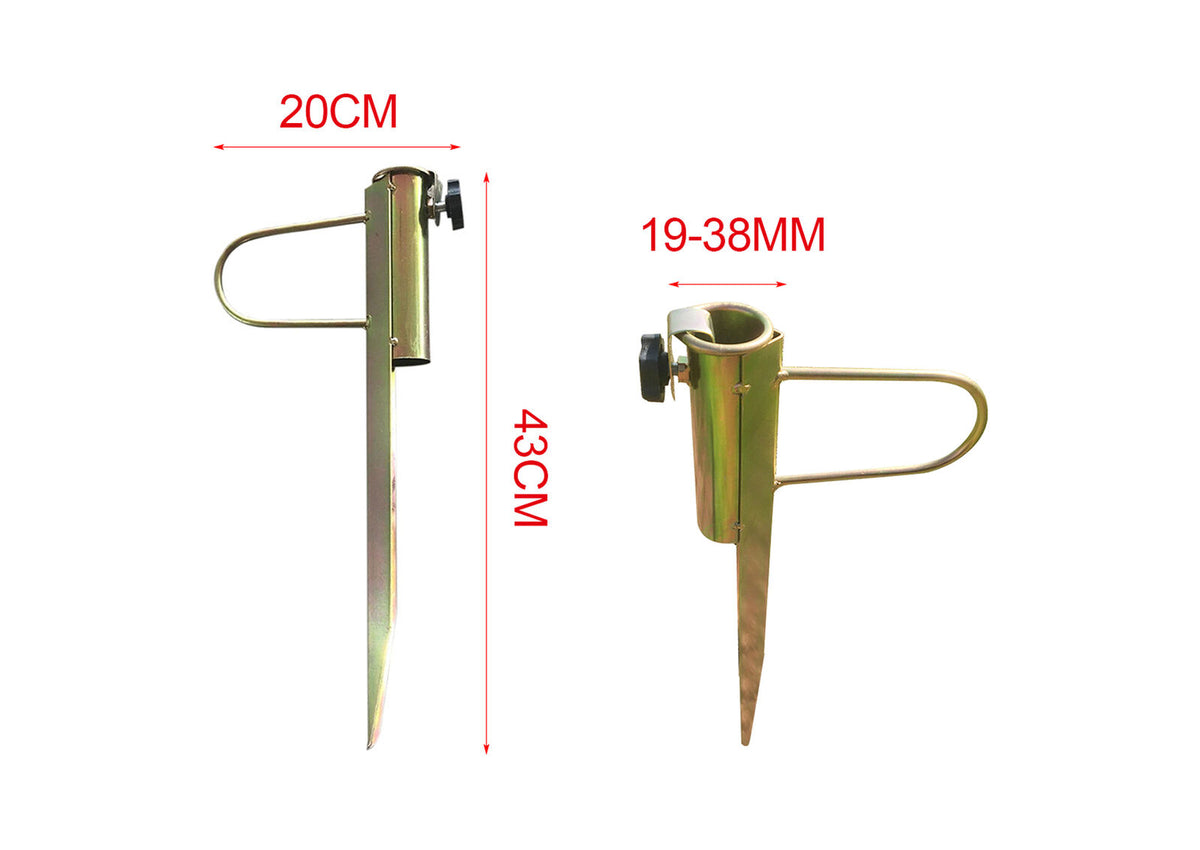 Picchetto Porta Ombrellone in Ferro Per Palo 19-38mm Altezza 43cm <ul><li>Il è