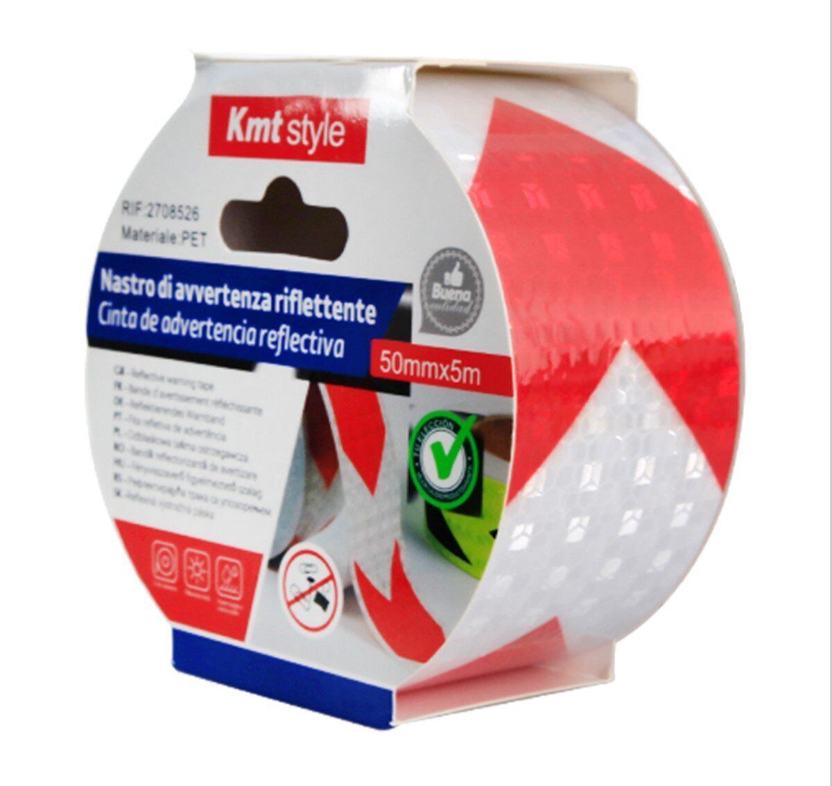 Nastro Adesivo Riflettente 50mm X 5MT Bianco Rosso Con Freccia Catarifrangente