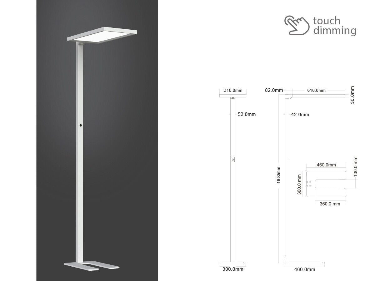Piantana Lampada Led Da Terra Moderna Bianco Con Touch Dimmerabile 80W Alta 195
