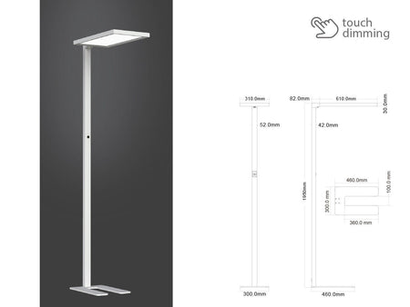 Piantana Lampada Led Da Terra Moderna Bianco Con Touch Dimmerabile 80W Alta 195