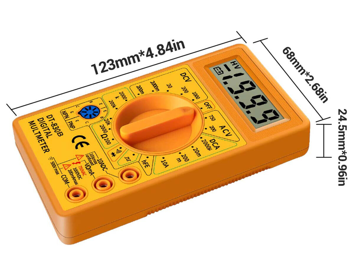 Multimetro Digitale Voltmetro Amperometro Ohm Tester DT830B <ul> <li>Mini