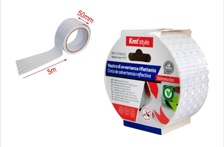 Nastro Adesivo Riflettente 50mm X 5MT Bianco Catarifrangente Ad Alta