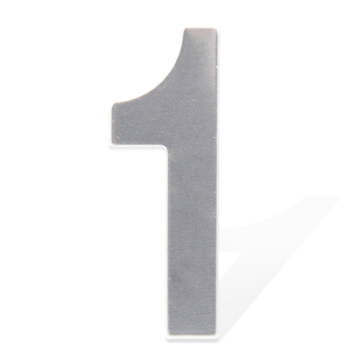 Numero Civico Adesivo 1 in Acciaio Inossidabile Colore Cromato 75mm <ul><li