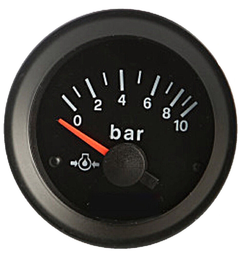 Manometro Strumento Road Retroilluminato Pressione Olio 0-10 BAR NO SENSORE Bian