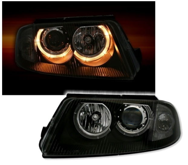 Coppia Set Fari Fanali Anteriori Angel Eyes Passat 3BG 2000-2005 Neri