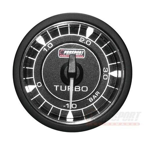 Manometro Strumento PROSPORT 52mm Pressione Turbo -1+3 BAR bianco ambra vintage