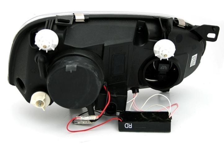 Coppia Fari Fanali Anteriori TUNING Golf 3 III Cromati H7/H9 CCFL Angel Eyes