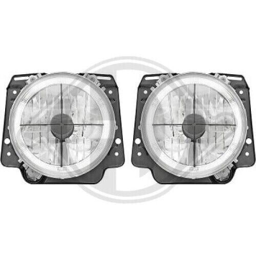 Coppia Fari Fanali Anteriori Tuning GOLF II 83-91 neri con anelli ANGEL EYES