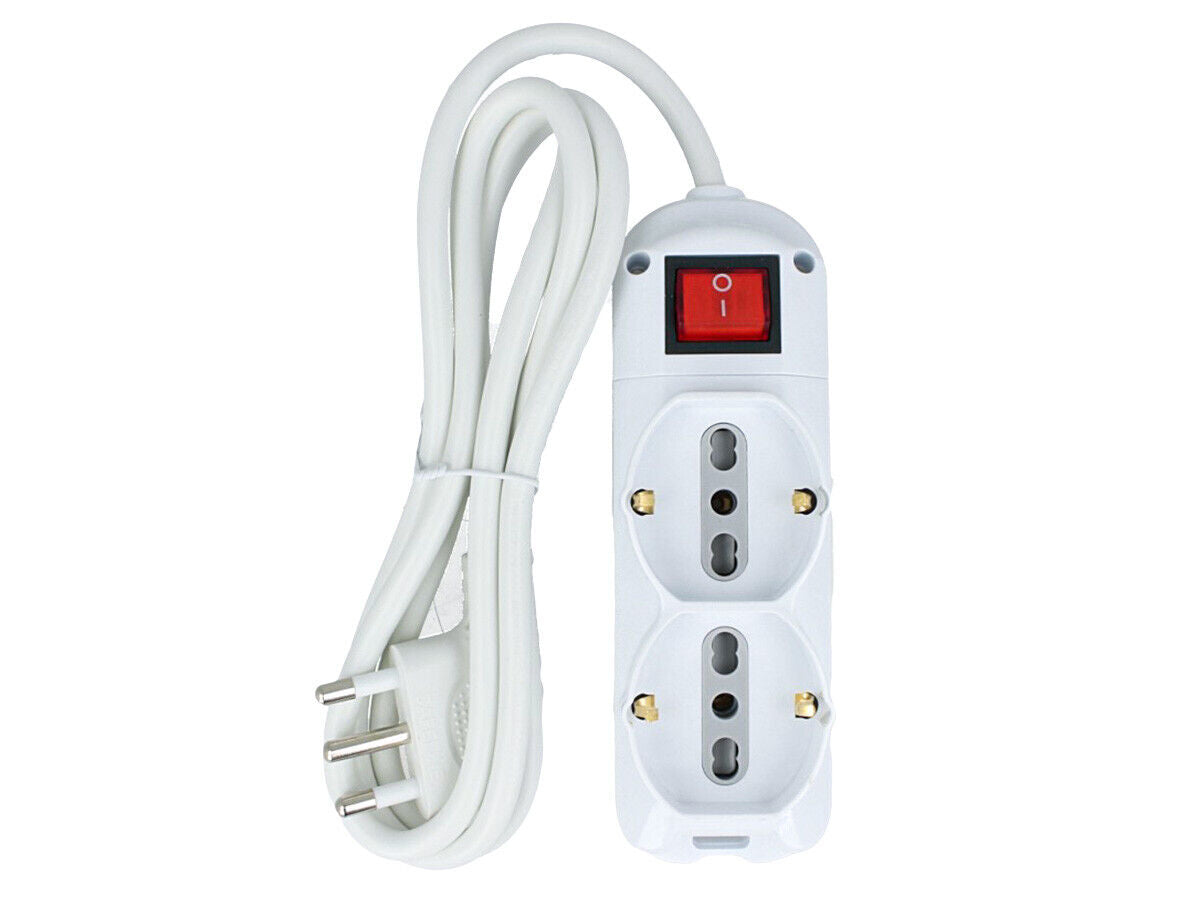Multipresa Ciabatta Elettrica 6 Posti Con 4 Prese 2P+T 10/16A Bipasso + 2