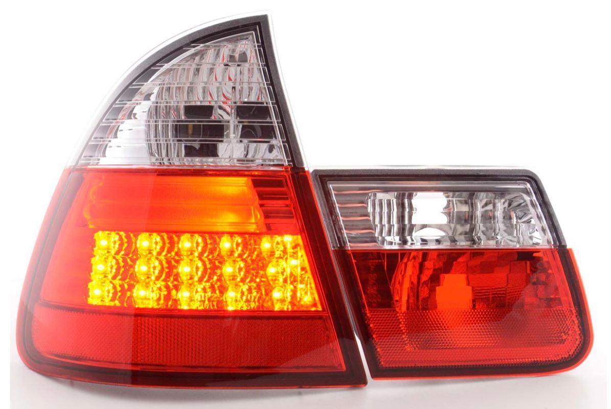 Coppia Fari Fanali Posteriori Tuning E46 Touring 98-05 Rosso\trasparente