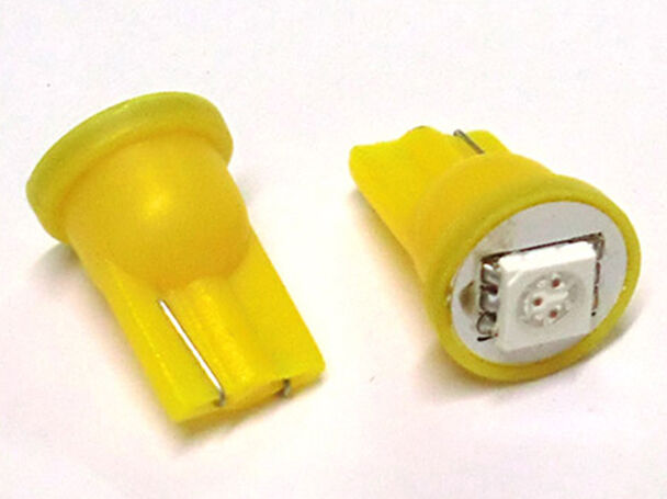 Nr2 Coppia Lampade Lampadine Luce LED T10 W5W 12V 1 Smd 5050 Giallo NO RESISTENZ