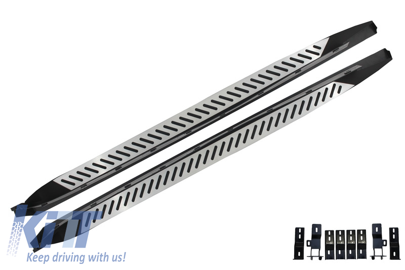 KIT SET COPPIA PEDANE GRADINO LATERALE X4 F26 DAL 2014 STRISCE GOMMA ABS